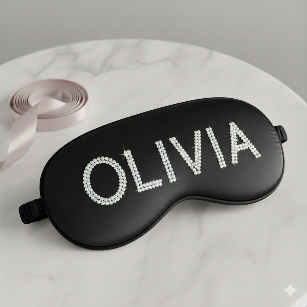 Personalized Satin Sleep Mask – Custom Name Eye Mask | Bridesmaid & Gift Box Add-On