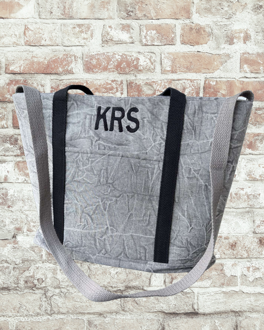 Personalized Lined Canvas Double Strap Bag