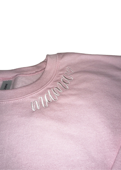 Mama Embroidered Neckline Sweatshirt